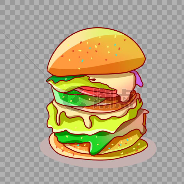卡通多层汉堡插图图片素材免费下载