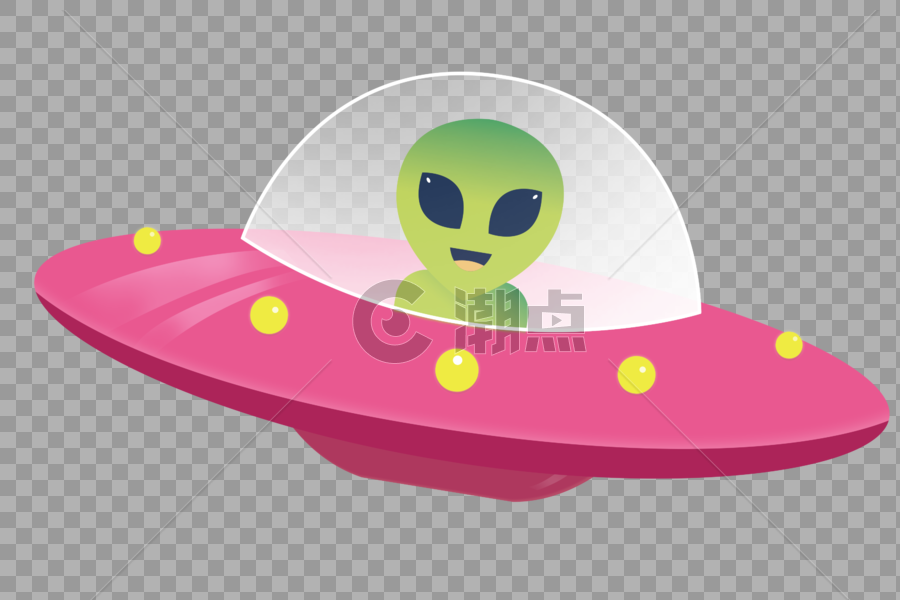 手绘卡通UFO外星人图片素材免费下载