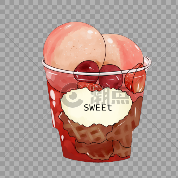 草莓冰淇淋甜品图片素材免费下载