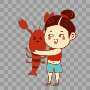 抱着小龙虾表情包图片素材免费下载