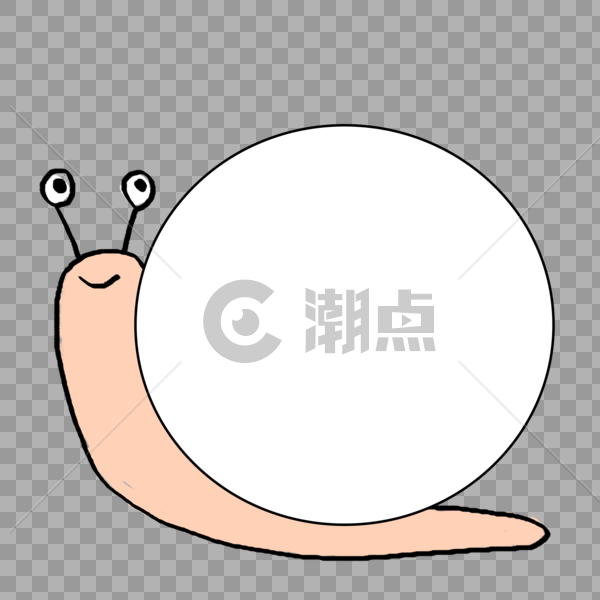 手绘卡通圆形蜗牛边框图片素材免费下载