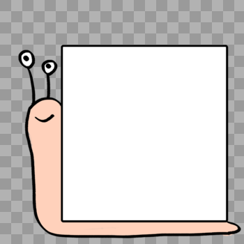 手绘卡通正方形蜗牛边框图片素材免费下载