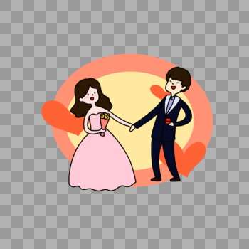 创意婚礼卡通插图图片素材免费下载