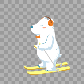 卡通北极熊滑雪插画图片素材免费下载
