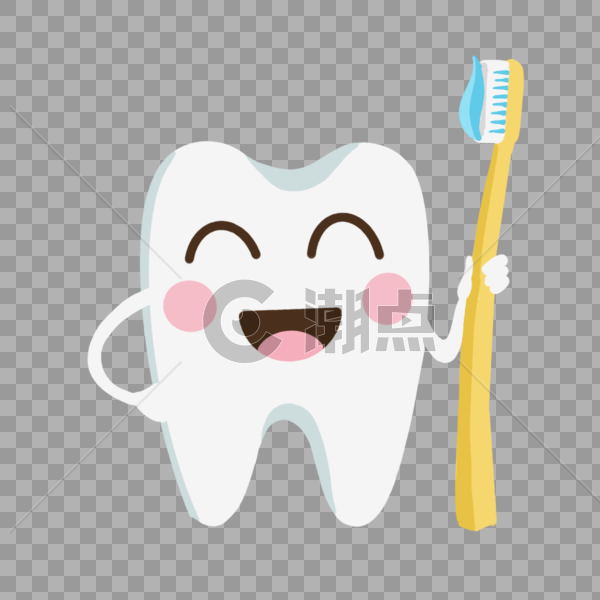 拿牙刷的牙齿小人图片素材免费下载