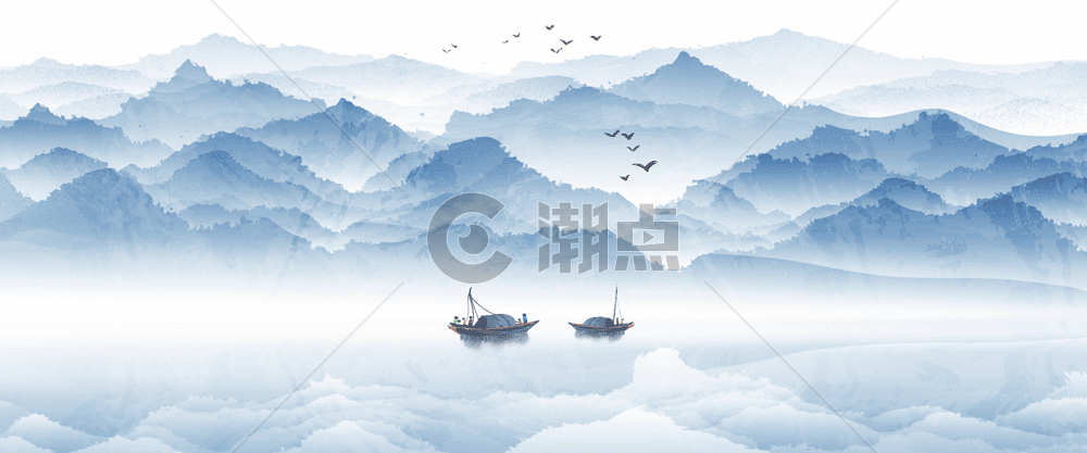 中国风山水画GIF图片素材免费下载
