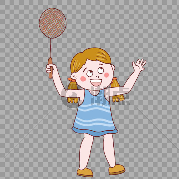 女孩打羽毛球图片素材免费下载