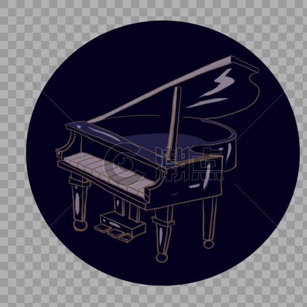 手绘卡通深色底音乐节舞台梦想乐器钢琴元素图案图片素材免费下载