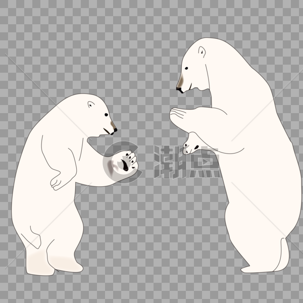 卡通手绘可爱动物跳舞的北极熊图片素材免费下载