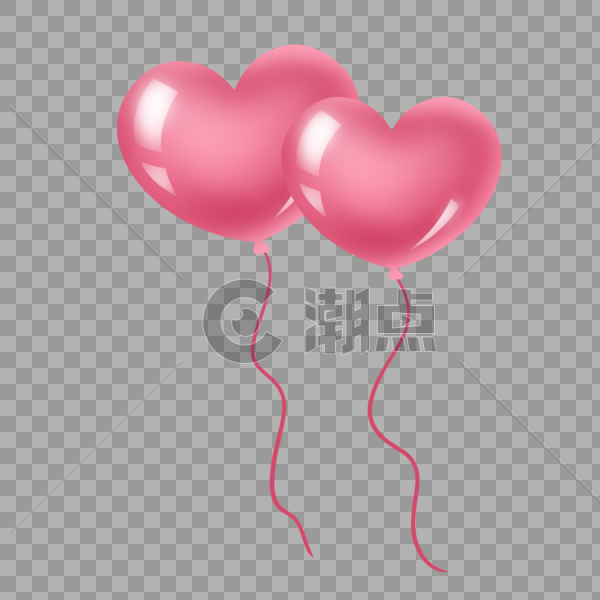 粉红色心形气球图片素材免费下载