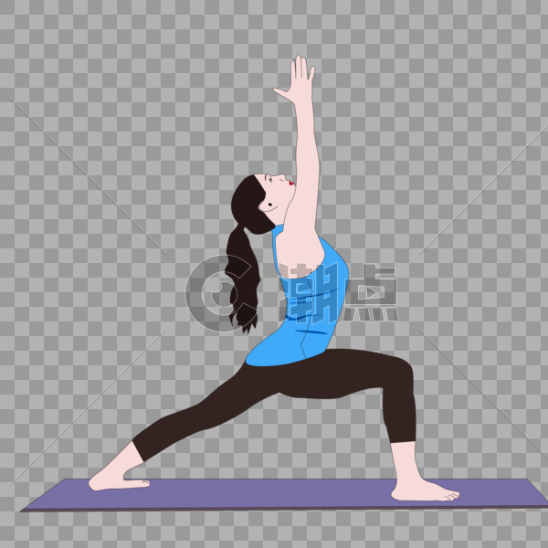 卡通手绘人物瑜伽垫上锻炼的美女图片素材免费下载