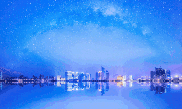 梦幻星空下的钱江新城夜景gif图片素材免费下载