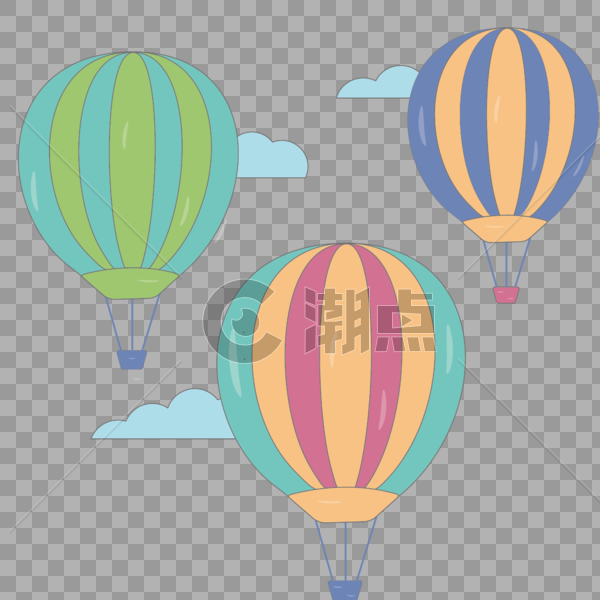 漂浮的彩色热气球图片素材免费下载