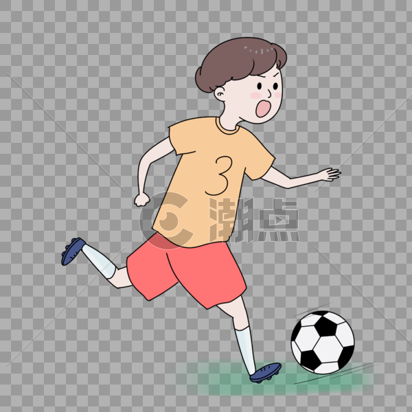 踢球男青年卡通图片素材免费下载