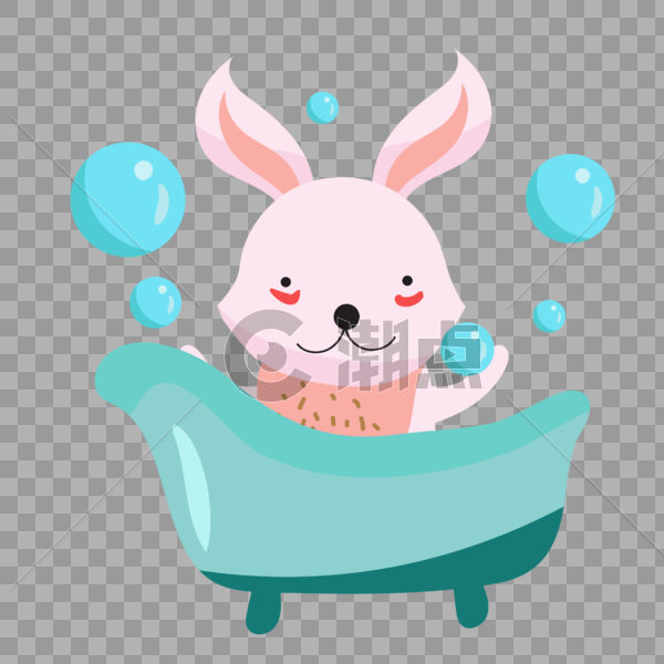 洗澡的小兔子图片素材免费下载