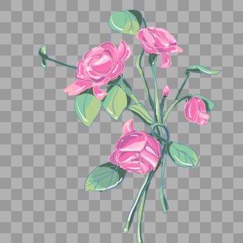 手绘红玫瑰花朵图片素材免费下载