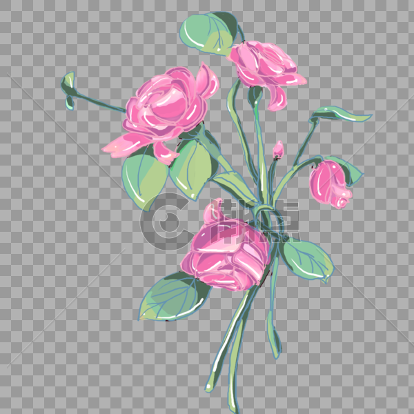 手绘红玫瑰花朵图片素材免费下载