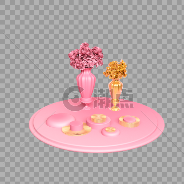 立体金粉色装饰花瓶舞台图片素材免费下载