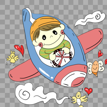 儿童节开飞机小男孩图片素材免费下载