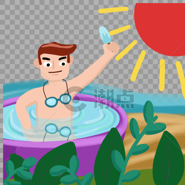 夏季太阳下洗澡的人图片素材免费下载