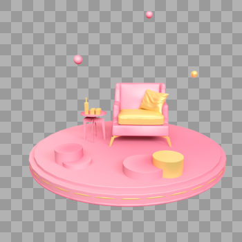 立体金粉色沙发椅舞台图片素材免费下载