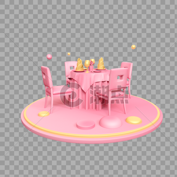 立体粉色桌椅舞台图片素材免费下载