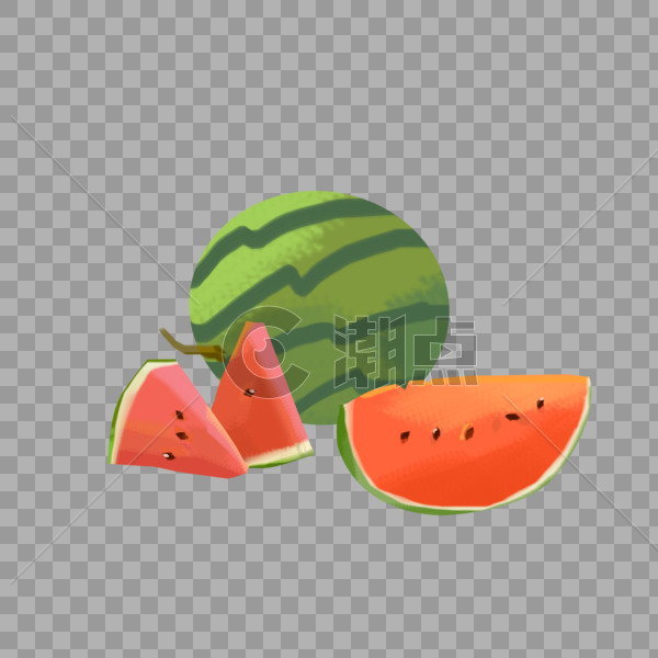 夏日清凉水果红西瓜手绘图片素材免费下载