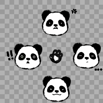 中国风卡通熊猫毛笔表情包萌爪子图片素材免费下载
