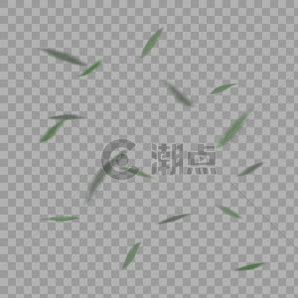 墨绿色漂浮竹叶PNG图片素材免费下载