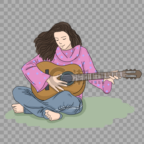卡通简约人物音乐吉他图片素材免费下载