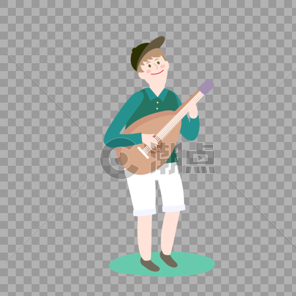 弹吉他的可爱小男生矢量人物素材图片素材免费下载