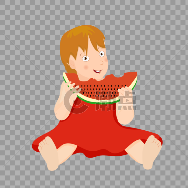 吃西瓜的小女孩图片素材免费下载