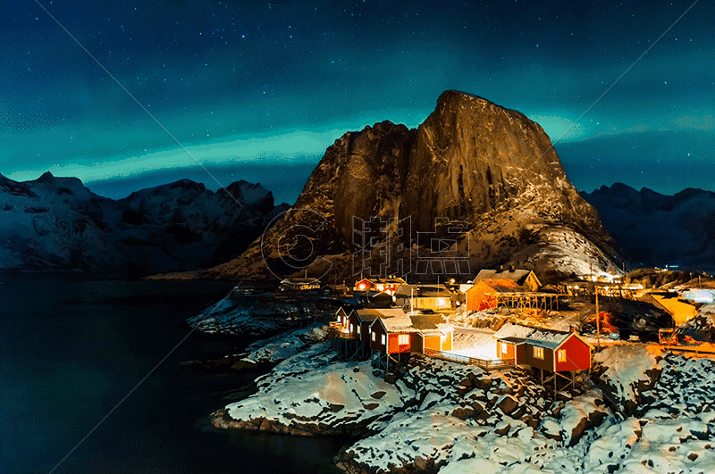 美丽的北欧冬季北极光gif图片素材免费下载