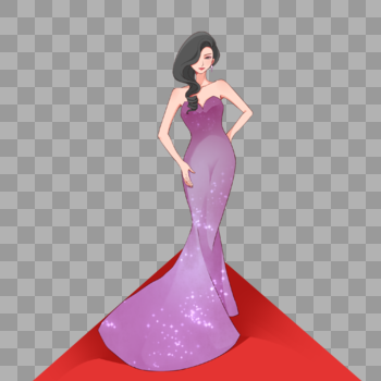 电影节走红毯的紫色礼服女明星图片素材免费下载