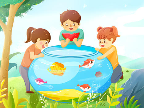 暑期夏日玩鱼图片素材免费下载