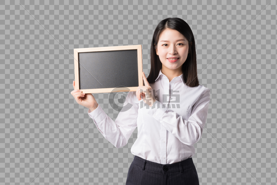 职场女性拿着小黑板展示动作图片素材免费下载