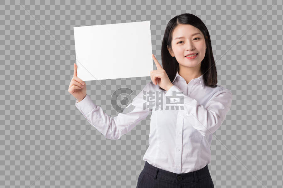 职场女性手拿留白卡纸展示动作图片素材免费下载