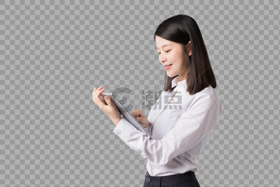 职场女性手拿平板电脑图片素材免费下载