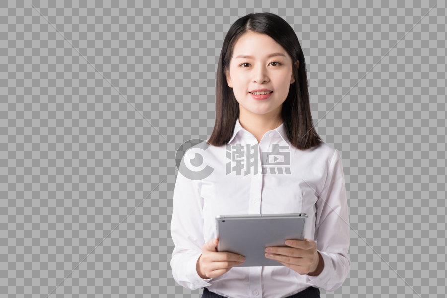职场女性手拿平板电脑图片素材免费下载