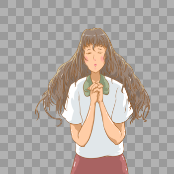 祈祷的女孩图片素材免费下载