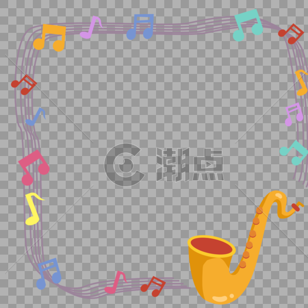 手绘音乐节音符边框图片素材免费下载