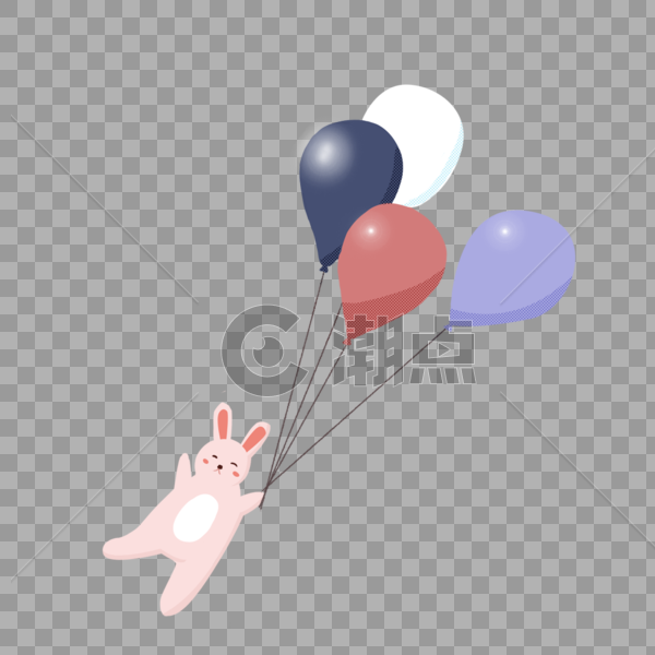 拿着气球的兔子图片素材免费下载