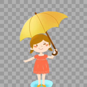 下雨天拿着伞的小女孩图片素材免费下载