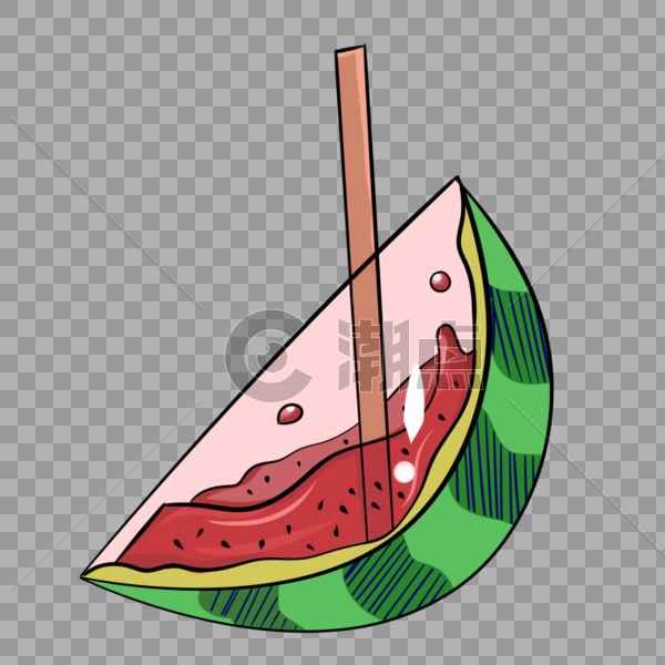 夏季水果西瓜饮品创意手绘图片素材免费下载