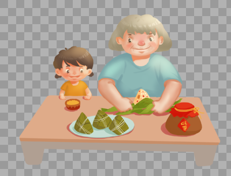 和奶奶一起吃粽子图片素材免费下载