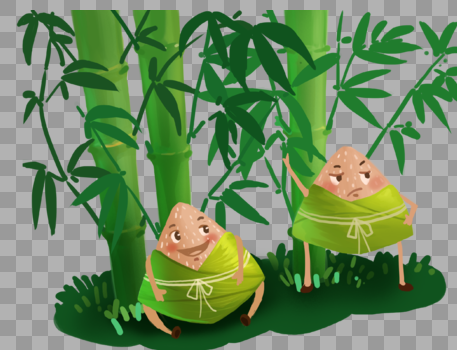 竹林下的粽子图片素材免费下载