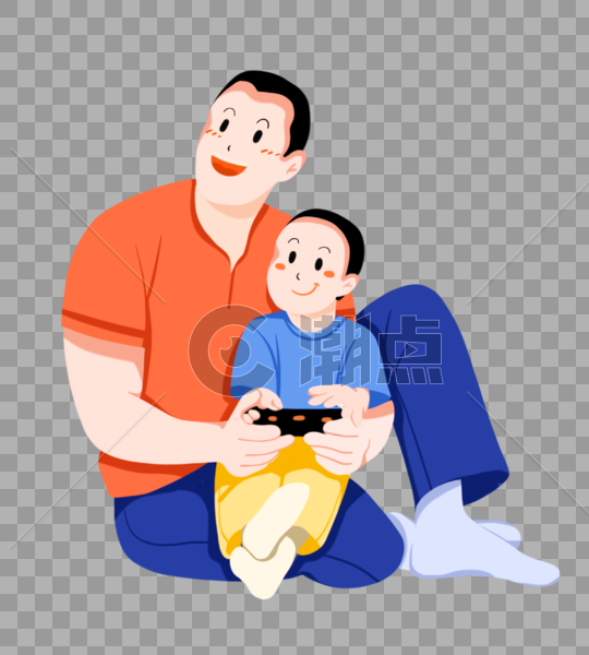 爸爸抱着儿子玩游戏图片素材免费下载