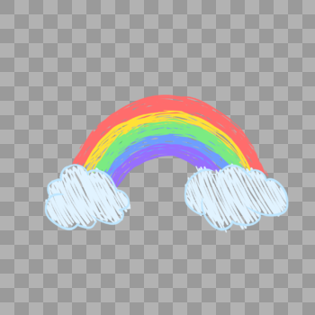 铅笔涂鸦彩虹云朵PNG图片素材免费下载