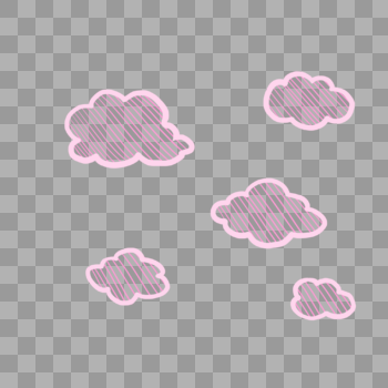粉色斜线云朵PNG图片素材免费下载