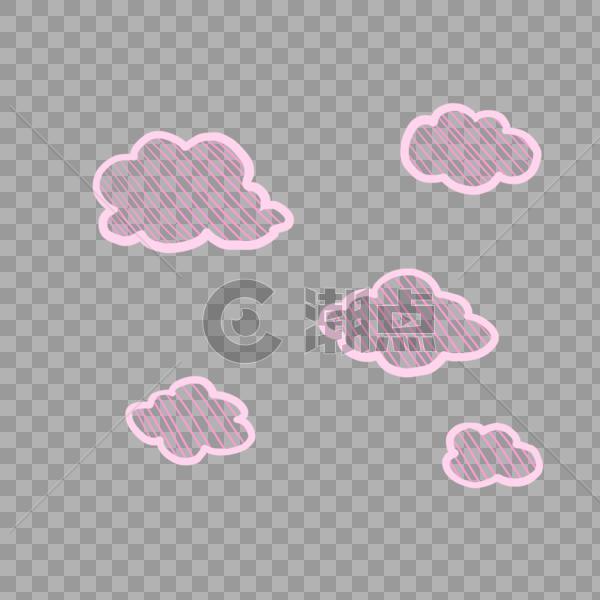 粉色斜线云朵PNG图片素材免费下载